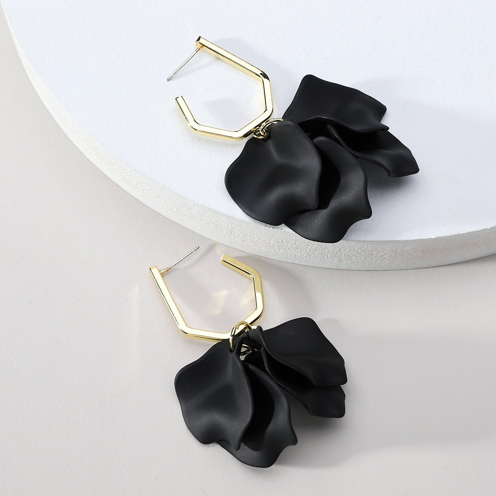 1 pair elegant vacation petal arylic zinc alloy drop earrings