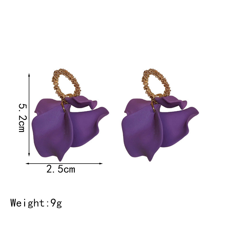 1 pair elegant flower inlay alloy acrylic drop earrings
