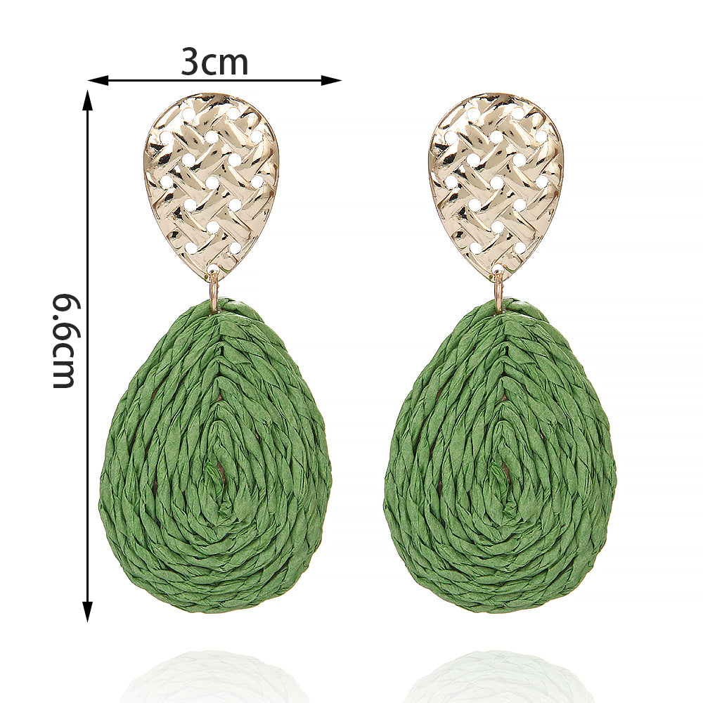 1 Pair Hawaiian Tropical Water Droplets Water Drop Alloy raffia 14K Gold Plated Drop Earrings