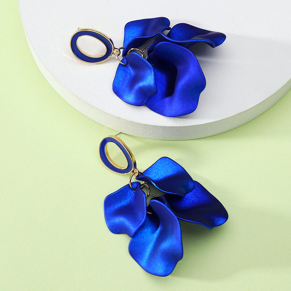 1 pair elegant romantic sweet petal spray paint painted inlay zinc alloy acrylic dangling earrings