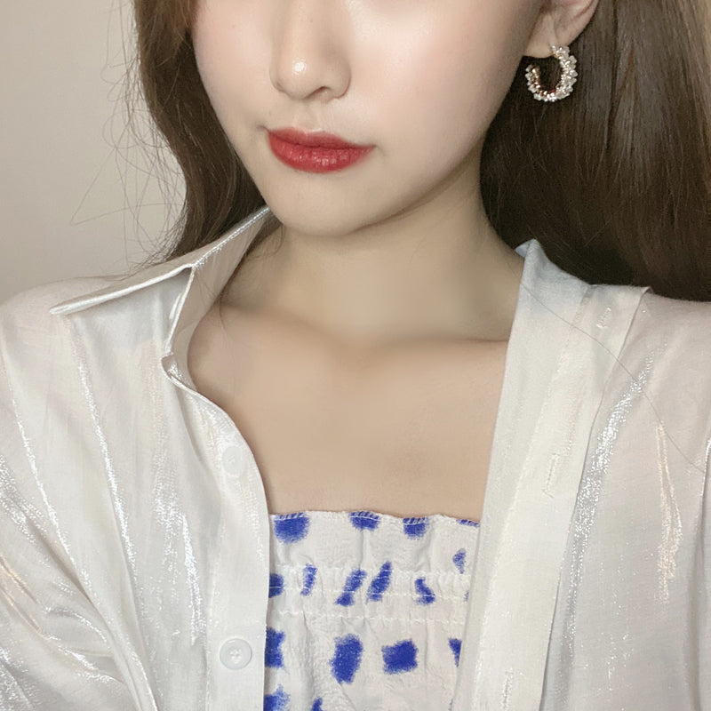 1 pair simple style flower patchwork alloy ear studs