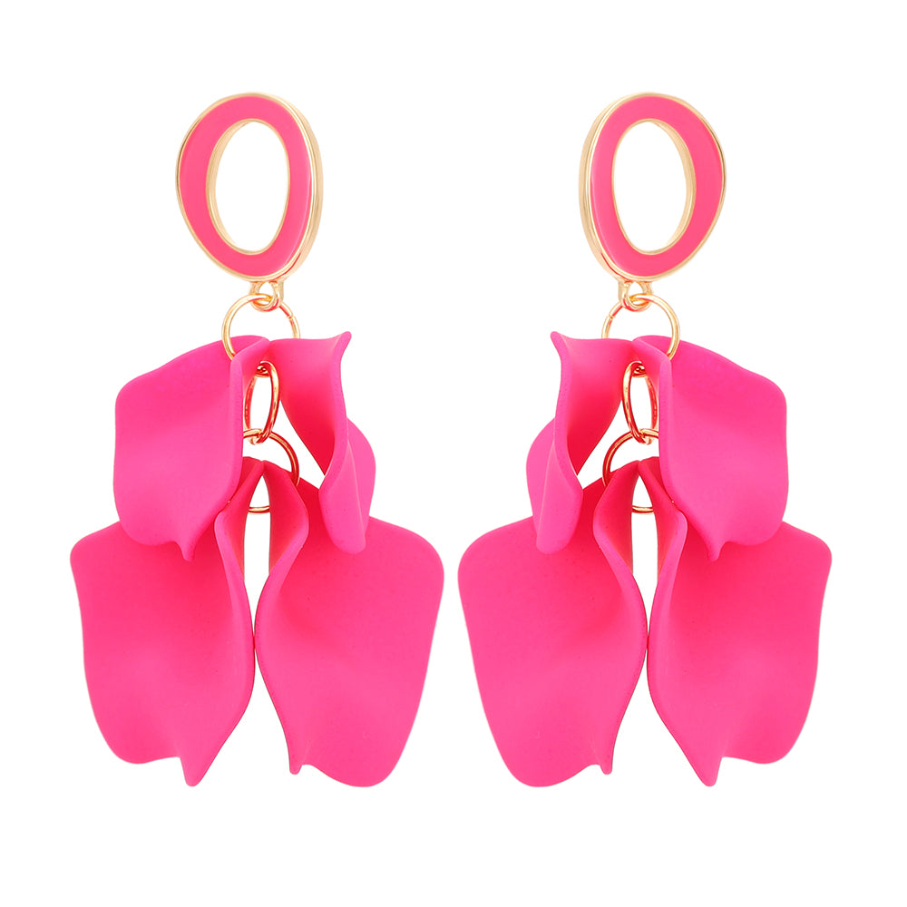 1 pair elegant romantic sweet petal spray paint painted inlay zinc alloy acrylic dangling earrings