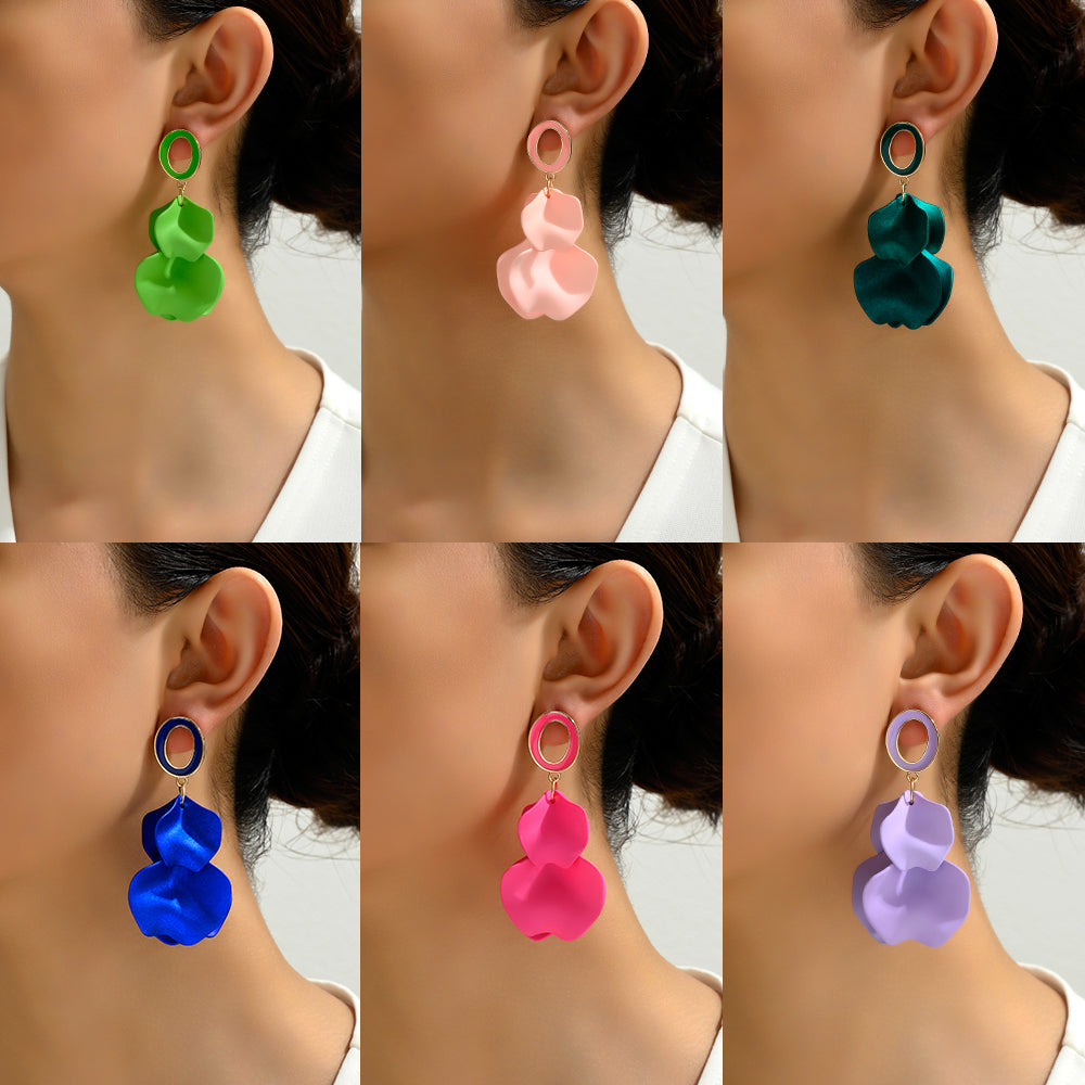 1 pair elegant romantic sweet petal spray paint painted inlay zinc alloy acrylic dangling earrings