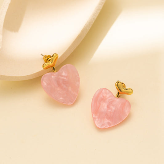 1 pair cute simple style heart shape alloy ear studs