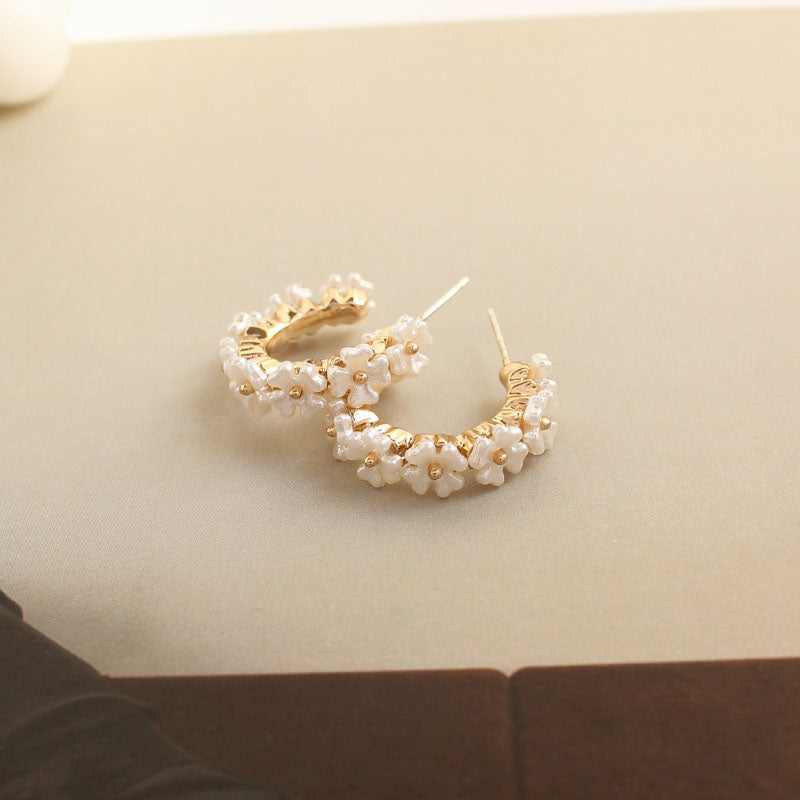 1 pair simple style flower patchwork alloy ear studs