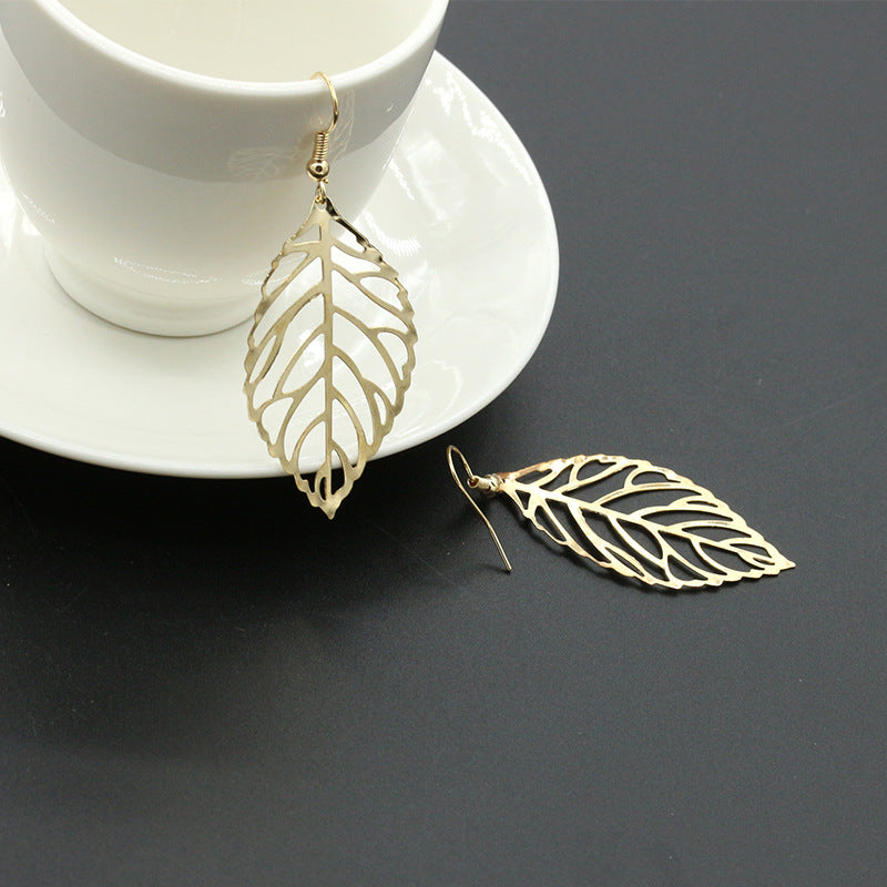 fashion leaf plating alloy no inlaid earrings
