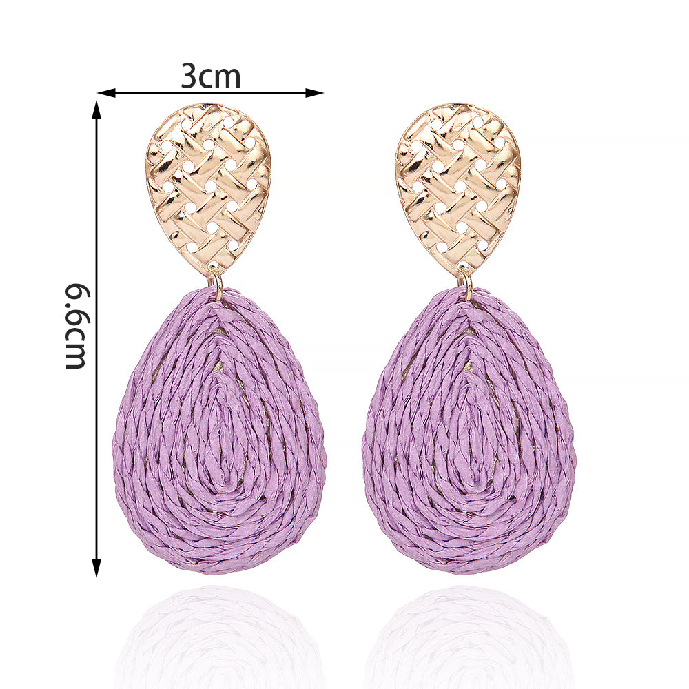 1 Pair Hawaiian Tropical Water Droplets Water Drop Alloy raffia 14K Gold Plated Drop Earrings