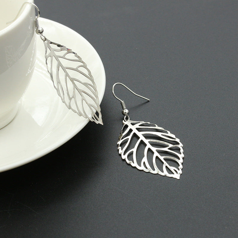 fashion leaf plating alloy no inlaid earrings