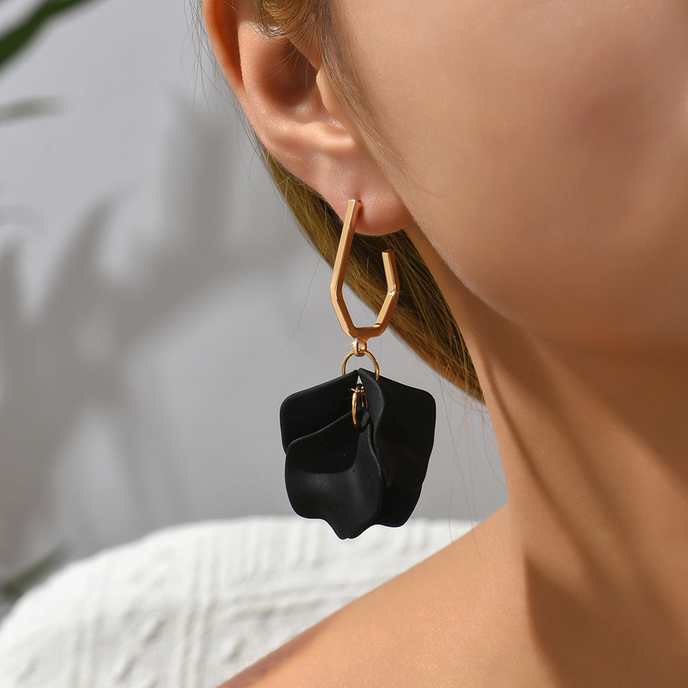 1 pair elegant vacation petal arylic zinc alloy drop earrings