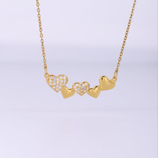 Elegant Heart Shape Stainless Steel Plating Inlay Zircon Pendant Necklace