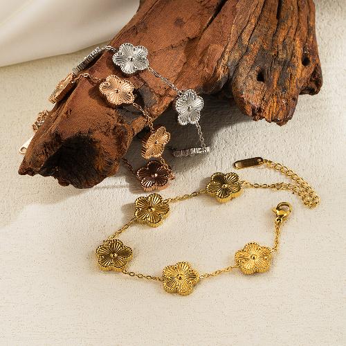 304 Stainless Steel 18K Gold Plated Basic Vintage Style Plating Flower Bracelets Ear Studs Necklace