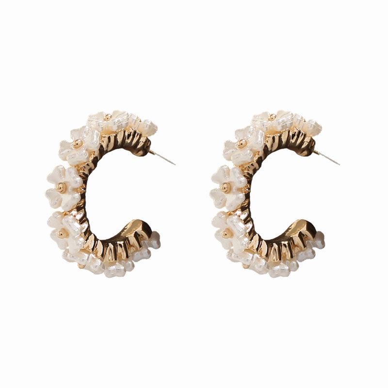 1 pair simple style flower patchwork alloy ear studs
