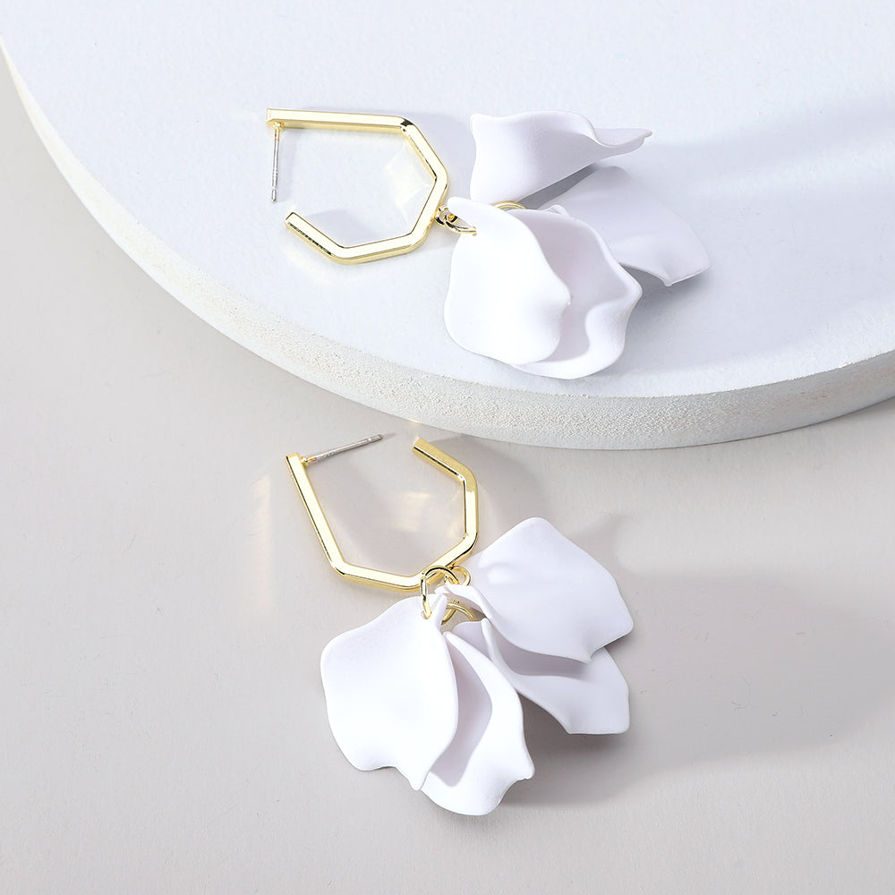 1 pair elegant vacation petal arylic zinc alloy drop earrings