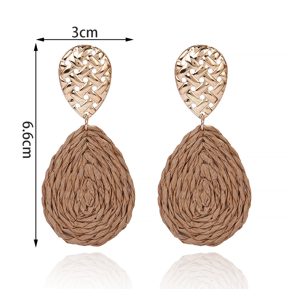 1 Pair Hawaiian Tropical Water Droplets Water Drop Alloy raffia 14K Gold Plated Drop Earrings