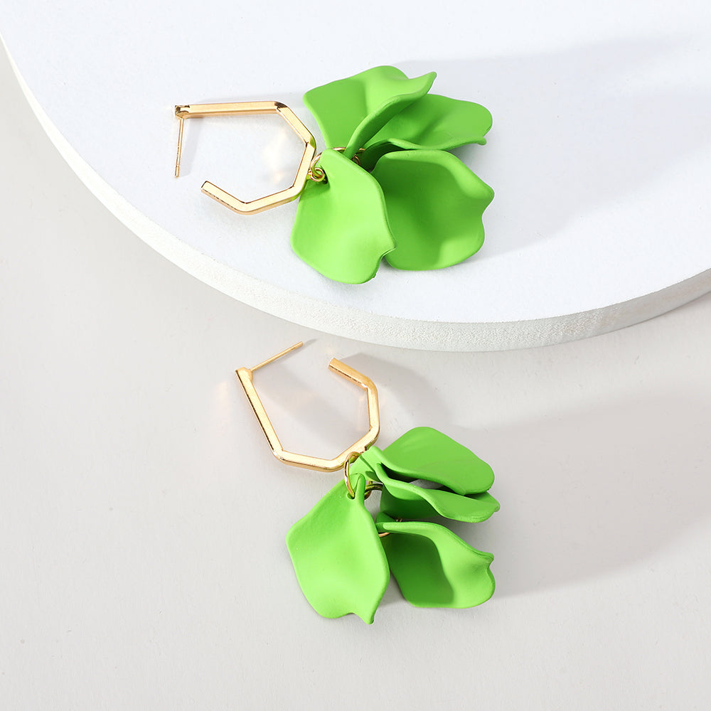 1 pair elegant vacation petal arylic zinc alloy drop earrings
