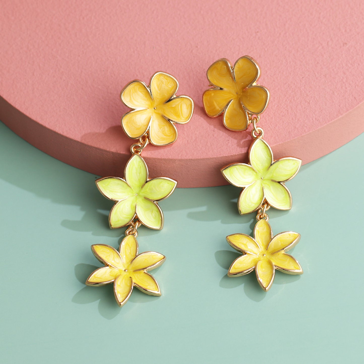 fashion retro lilac oil drop flower earrings three earrings personalized earrings
