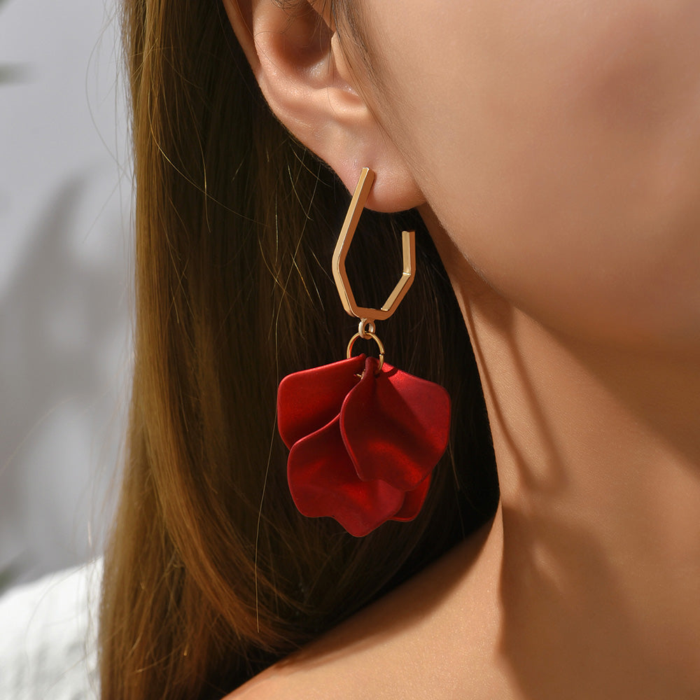 1 pair elegant vacation petal arylic zinc alloy drop earrings
