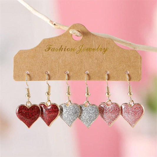 1 Set Lady Sweet Heart Shape Zinc alloy Drop Earrings