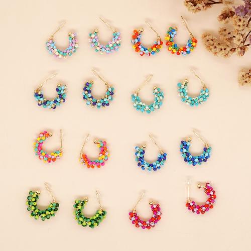 1 pair princess cute c shape beaded glass ear studs