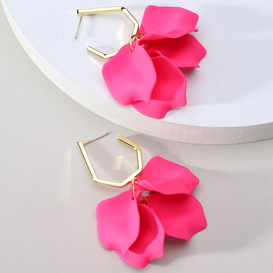 1 pair elegant vacation petal arylic zinc alloy drop earrings