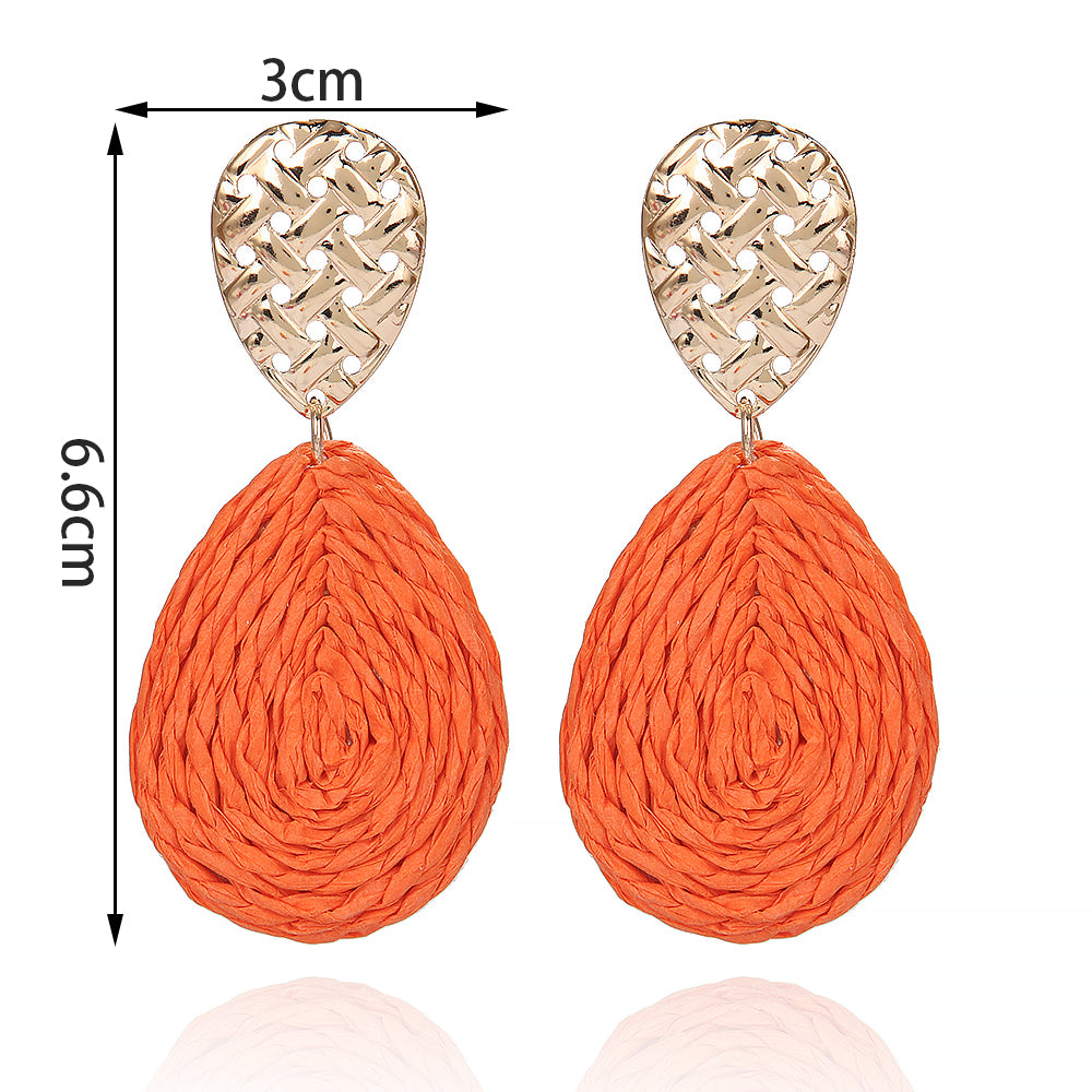 1 Pair Hawaiian Tropical Water Droplets Water Drop Alloy raffia 14K Gold Plated Drop Earrings