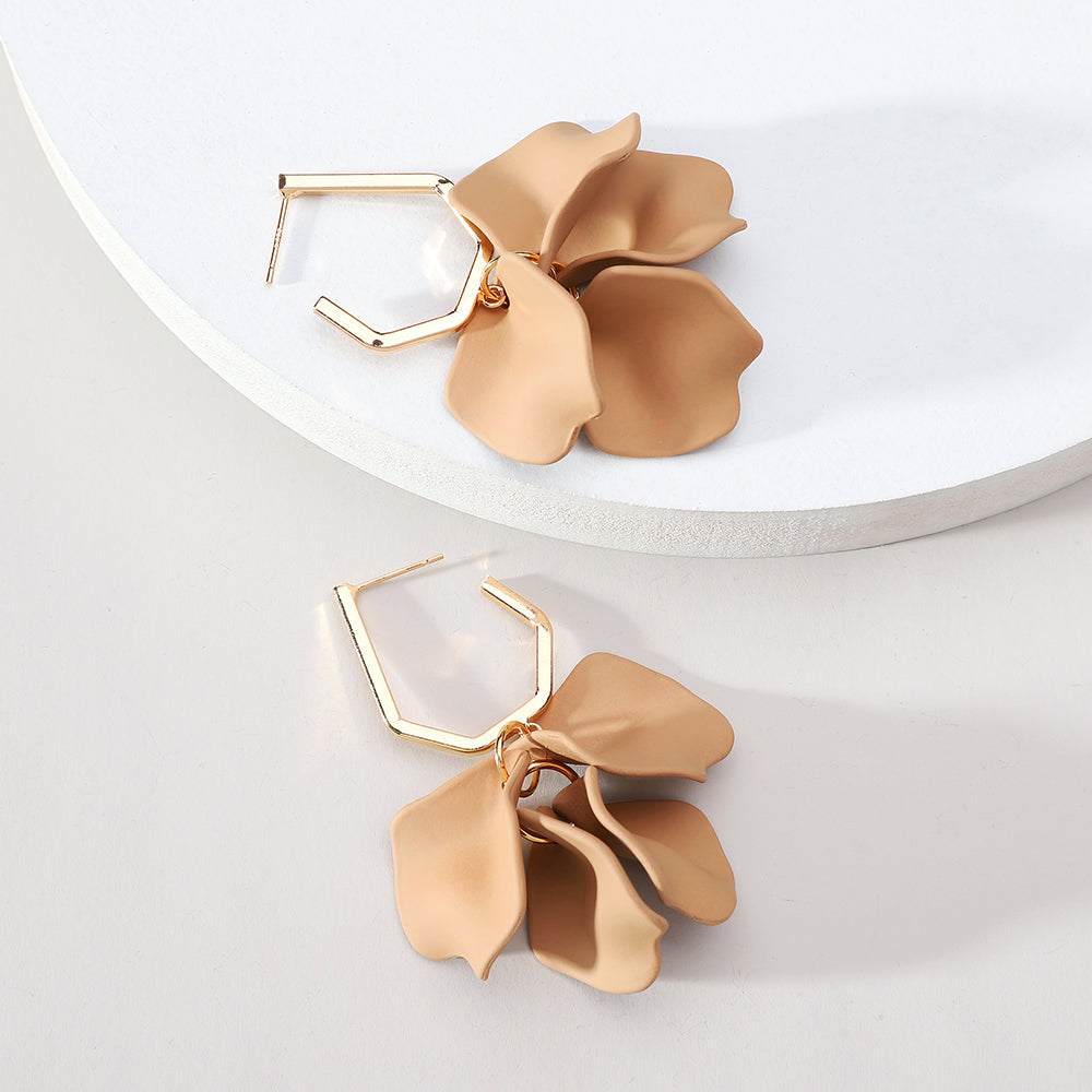1 pair elegant vacation petal arylic zinc alloy drop earrings