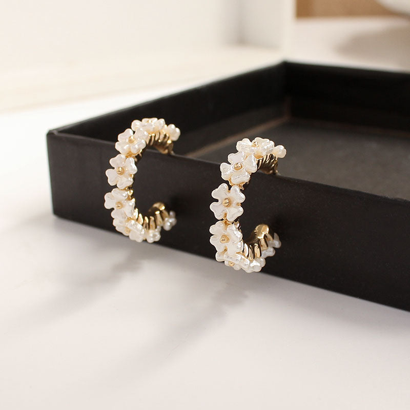 1 pair simple style flower patchwork alloy ear studs