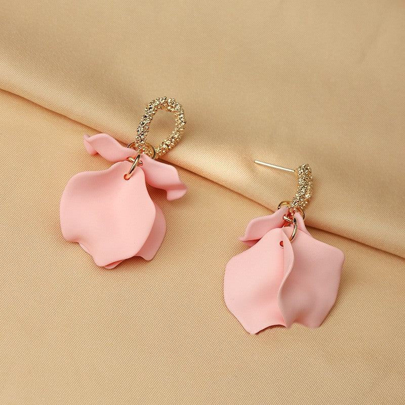 1 pair elegant flower inlay alloy acrylic drop earrings