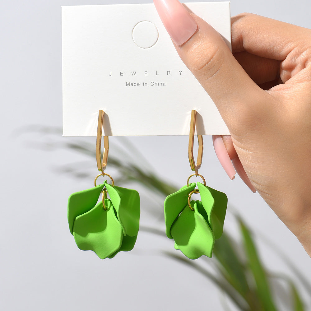 1 pair elegant vacation petal arylic zinc alloy drop earrings
