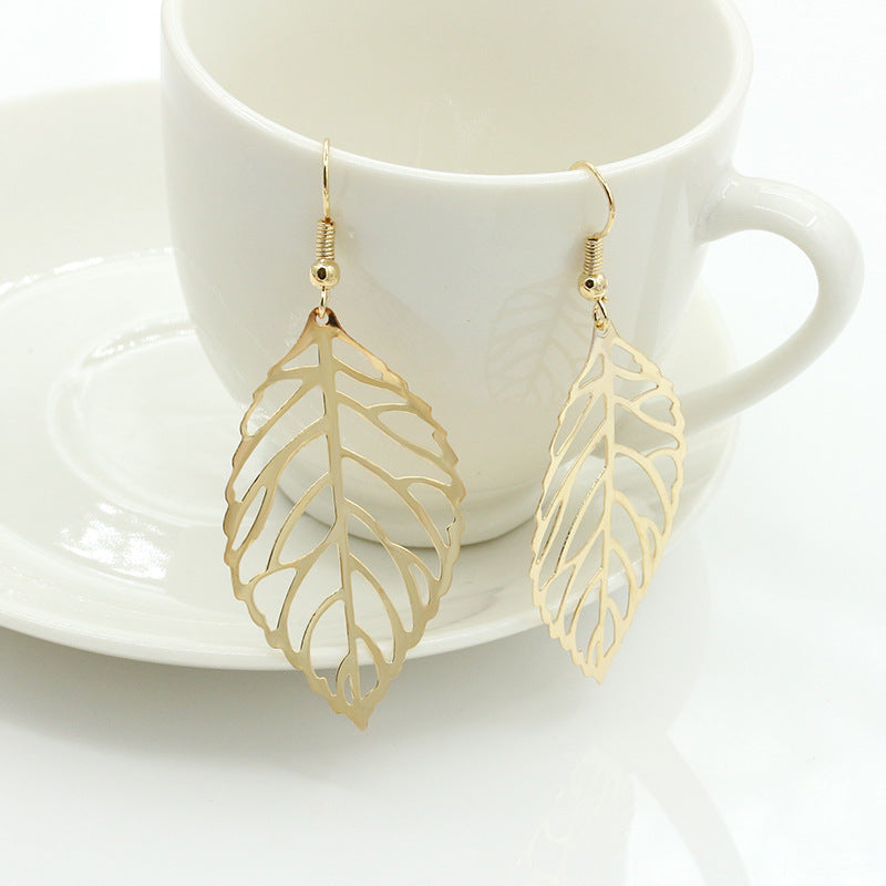 fashion leaf plating alloy no inlaid earrings