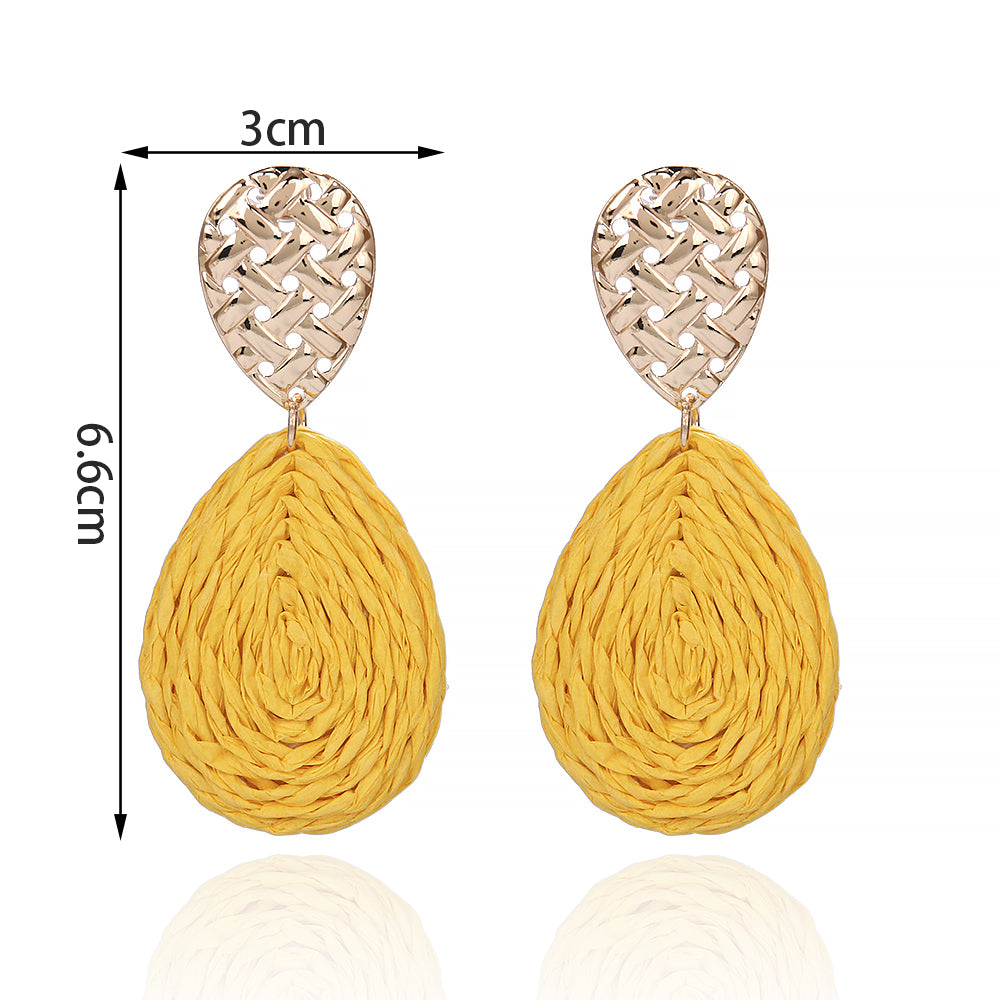 1 Pair Hawaiian Tropical Water Droplets Water Drop Alloy raffia 14K Gold Plated Drop Earrings