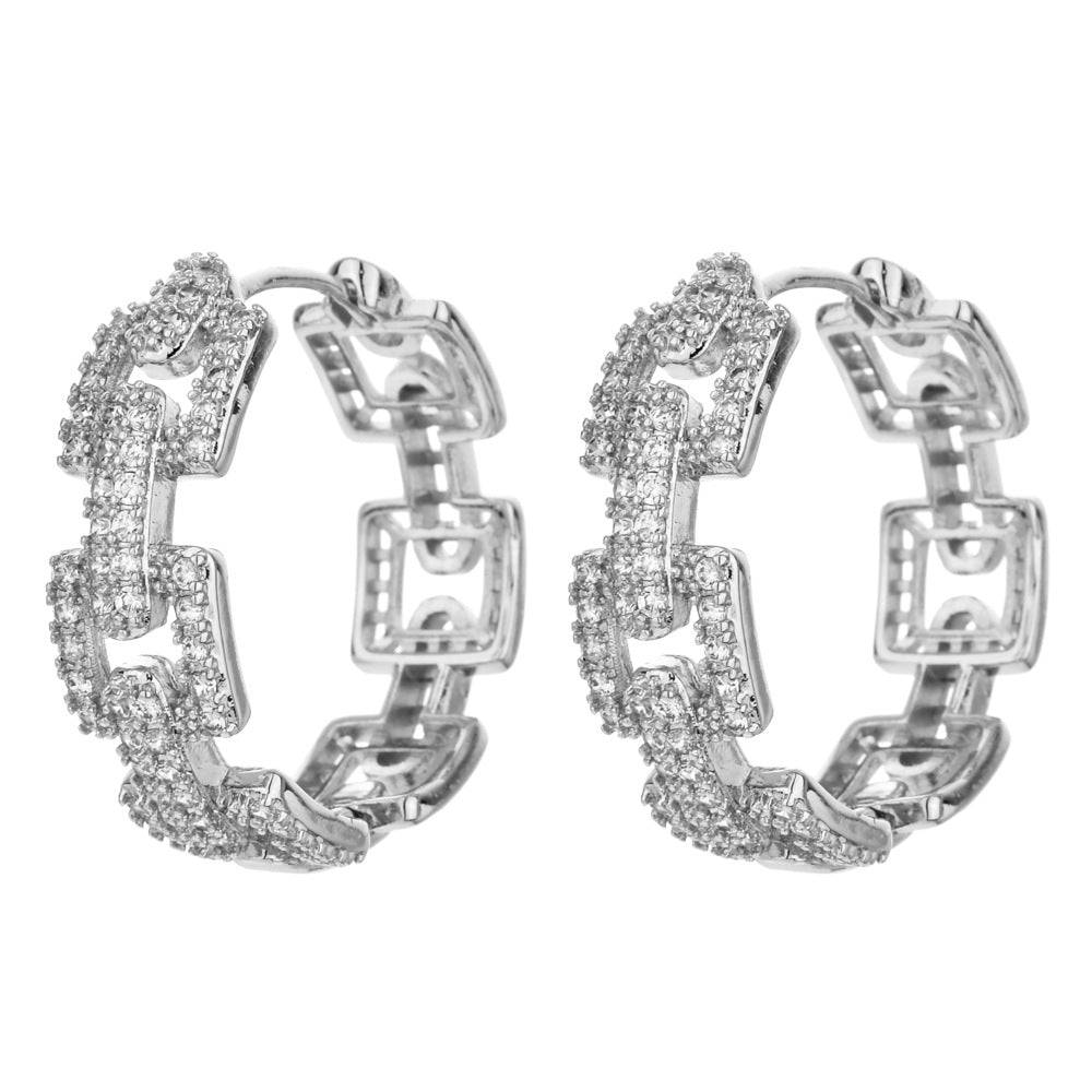 1 Pair Elegant Simple Style Geometric Polishing Copper Zircon 18K Gold Plated Hoop Earrings