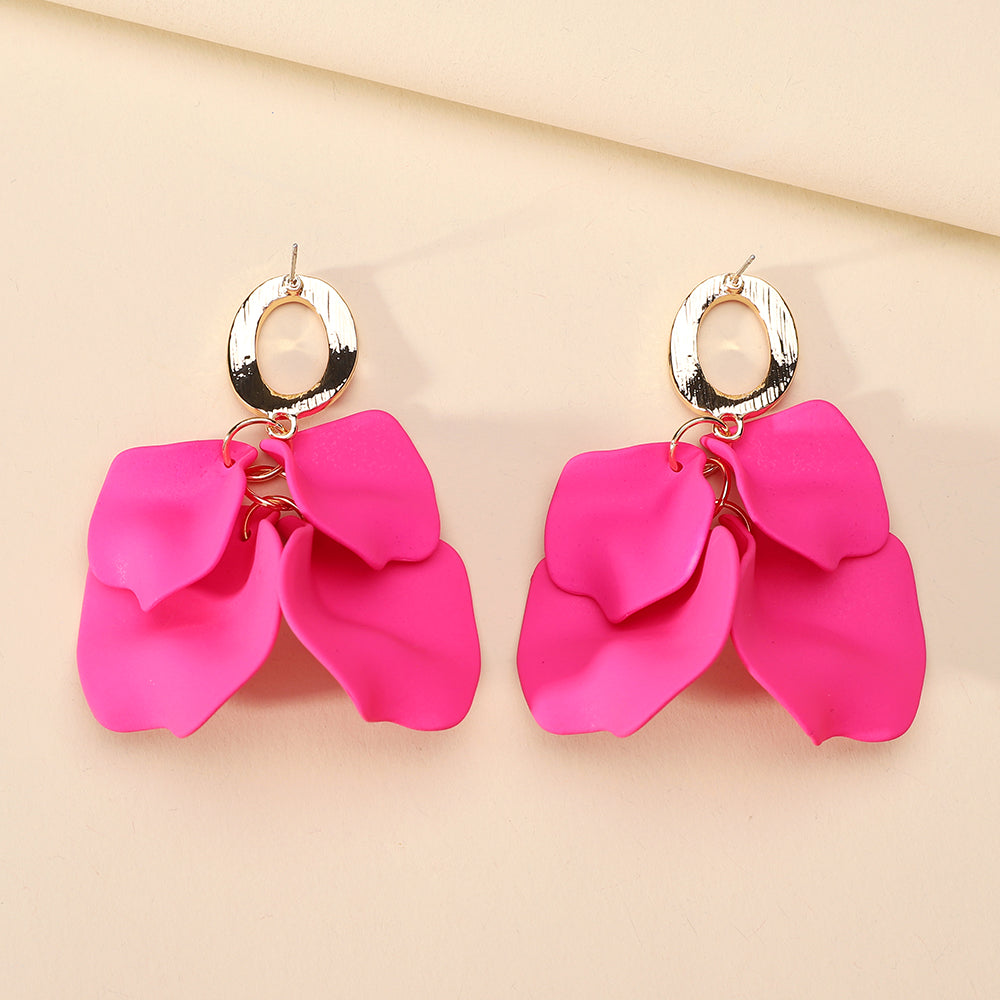 1 pair elegant romantic sweet petal spray paint painted inlay zinc alloy acrylic dangling earrings