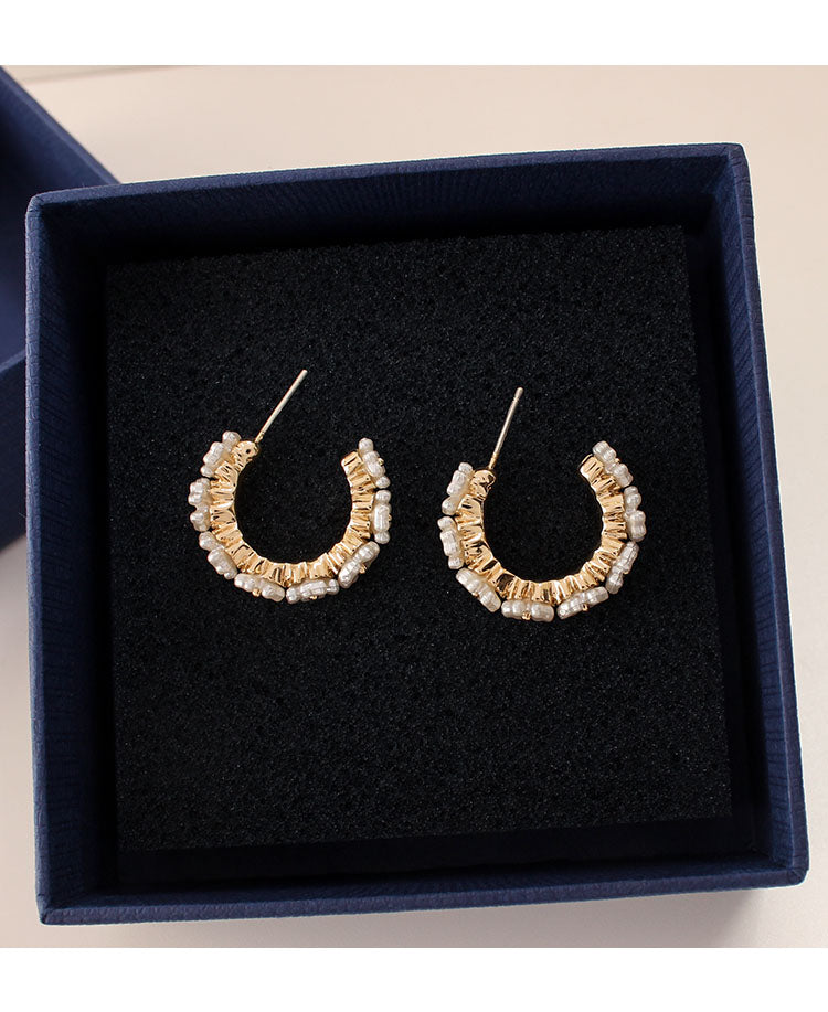 1 pair simple style flower patchwork alloy ear studs