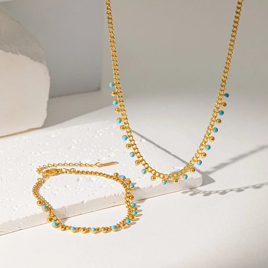 304 Stainless Steel 18K Gold Plated Simple Style Commute Plating Geometric Bracelets Necklace