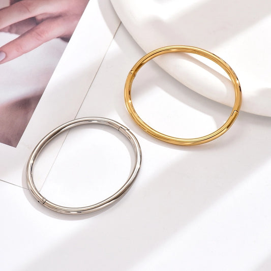 Basic Round 201 Stainless Steel 18K Gold Plated Bangle In Bulk