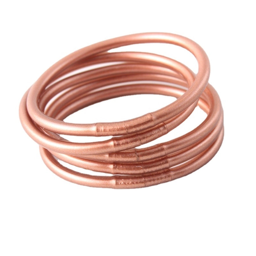 basic classic style round silica gel women's buddhist bangle
