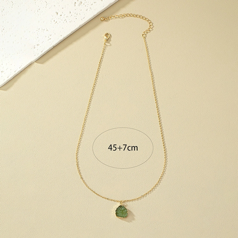 casual simple style irregular alloy inlay resin women's pendant necklace