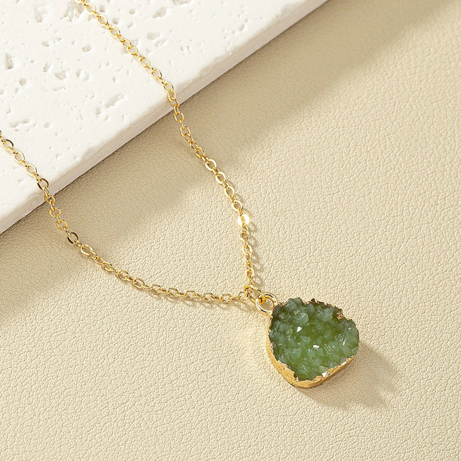 casual simple style irregular alloy inlay resin women's pendant necklace