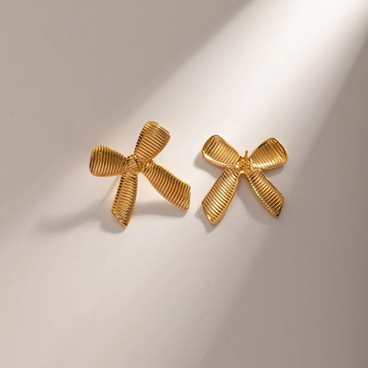 1 Pair IG Style Bow Knot Plating 304 Stainless Steel Drop Earrings