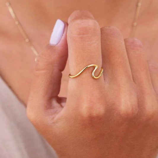 simple style solid color titanium steel plating 18k gold plated rings