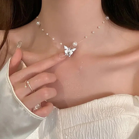 modern style butterfly alloy  pendant necklace