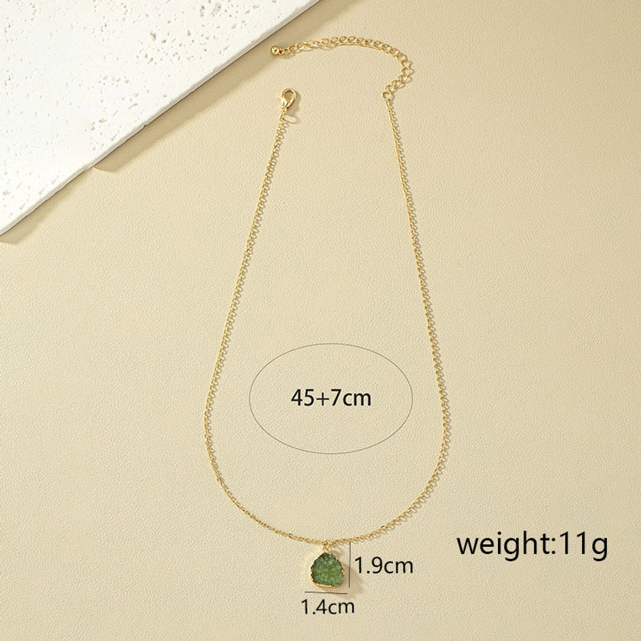 casual simple style irregular alloy inlay resin women's pendant necklace
