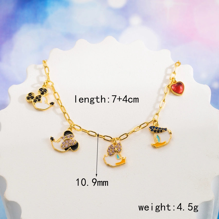 Copper 14K Gold Plated Yakemiyou Sweet Commute Inlay Cherry Flower Butterfly Acrylic Artificial Pearls Zircon Drop Earrings