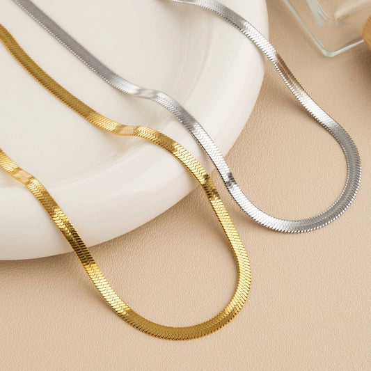 retro classic style commute solid color stainless steel plating 18k gold plated necklace