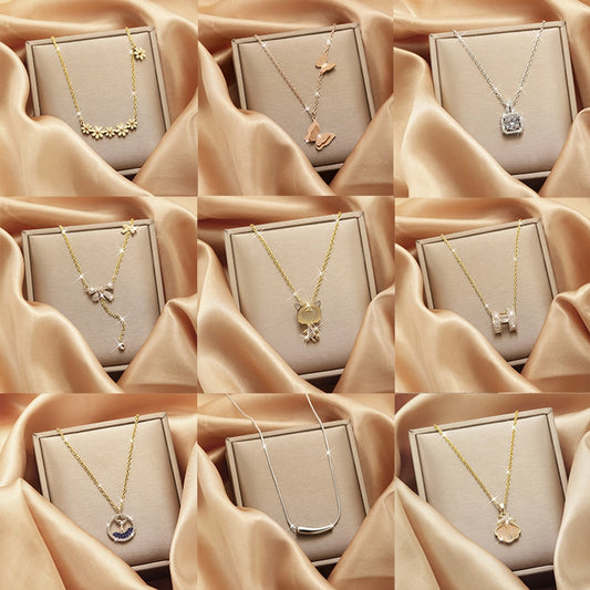 Titanium Steel Vintage Style Tassel Plating Doll Constellation Crown Pendant Necklace