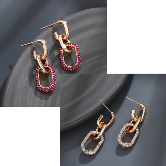 1 pair elegant lady xuping geometric chain plating inlay alloy copper alloy artificial gemstones 18k gold plated drop earrings