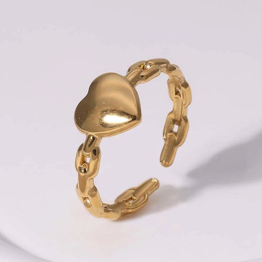 304 Stainless Steel 18K Gold Plated Casual Simple Style Plating Heart Shape Open Rings
