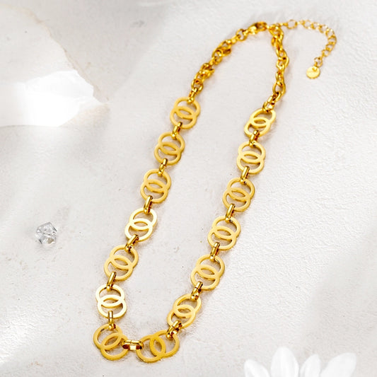 304 Stainless Steel 14K Gold Plated Simple Style Classic Style Plating Solid Color Necklace