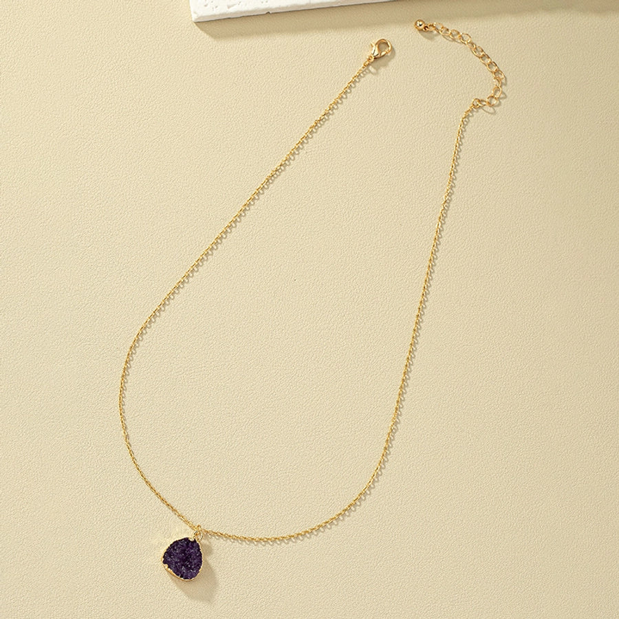 casual simple style irregular alloy inlay resin women's pendant necklace